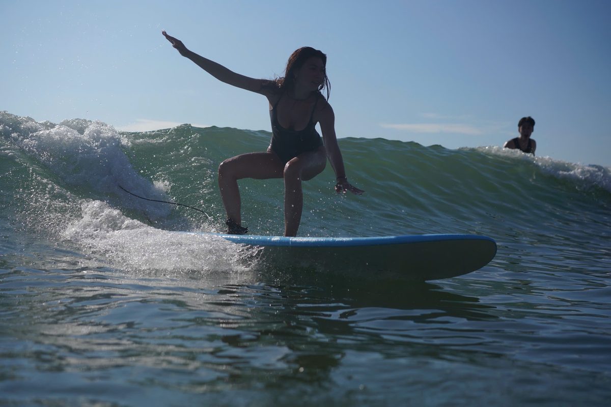 Catching a wave with spray flying